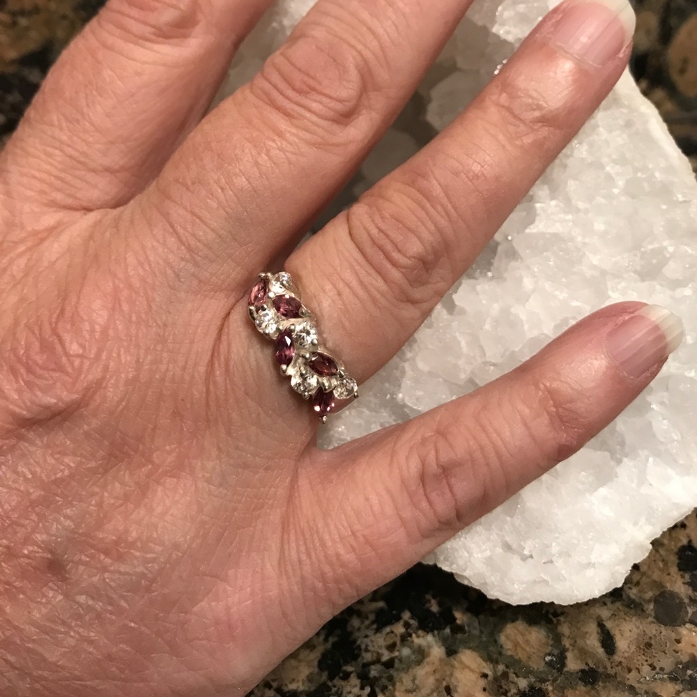 STERLING SILVER RASPBERRY RHODOLITE GARNET NIB - Picture 3 of 8