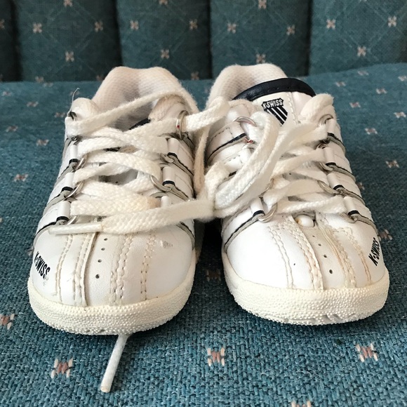 K-Swiss Baby Shoes Sz3 White Blue - Picture 2 of 5
