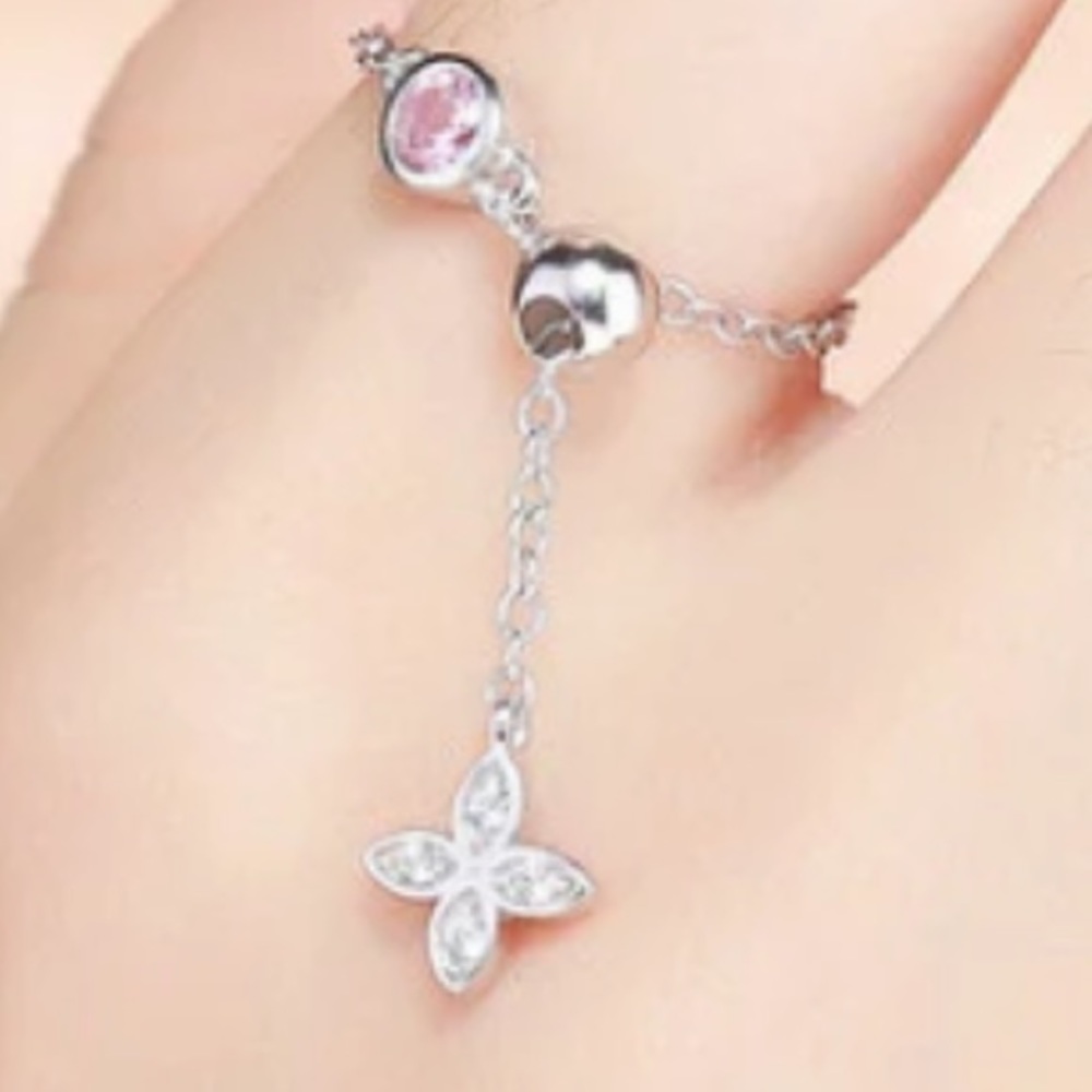 925 CZ Diamond Chain Ring Fits All Stays in Place