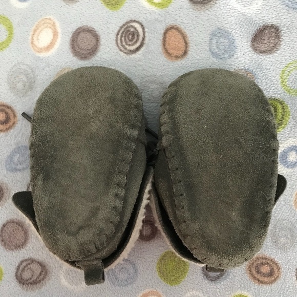 Leather Moccasins Baby Boy Sz 3 Gray - Picture 4 of 5
