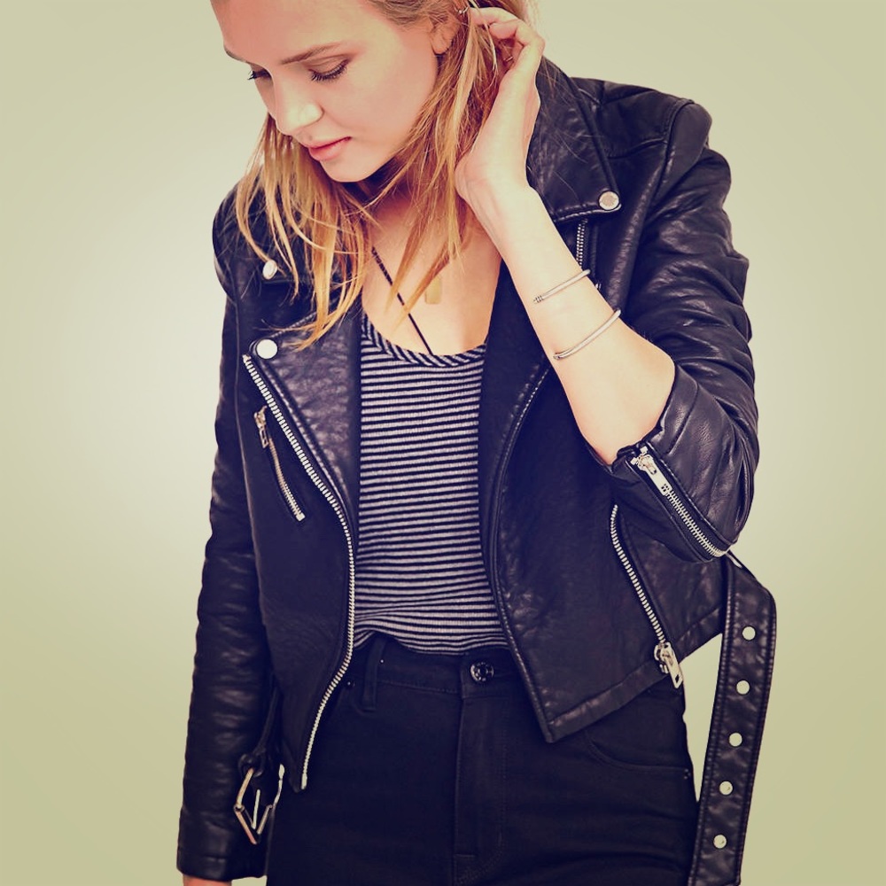 Members Only Pebbled Vegan Leather Moto Jacket