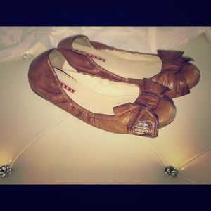 Authentic Brown Leather Prada Flats