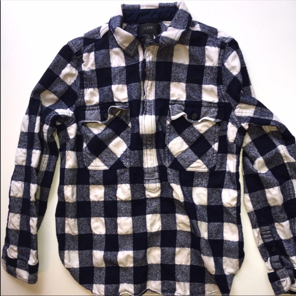 J crew flannel gingham pullover