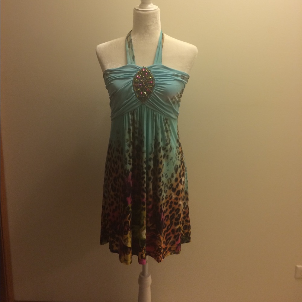 Multi color animal print short dress size medium
