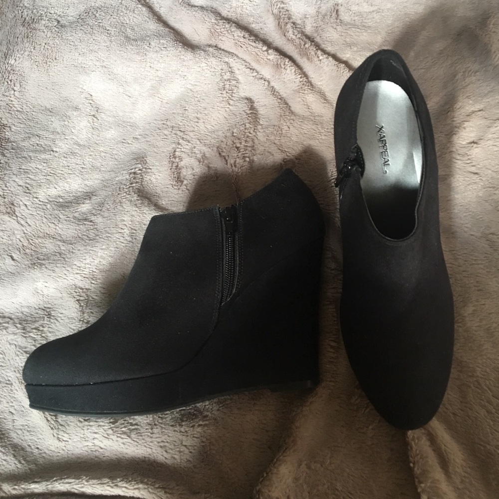 Faux Suede Wedge Booties