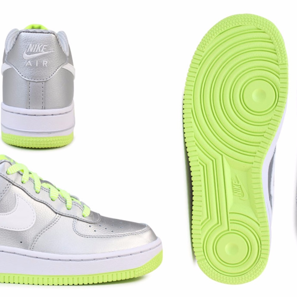 Nike AIR Force 1 ONE Silver w- Glow Bottom