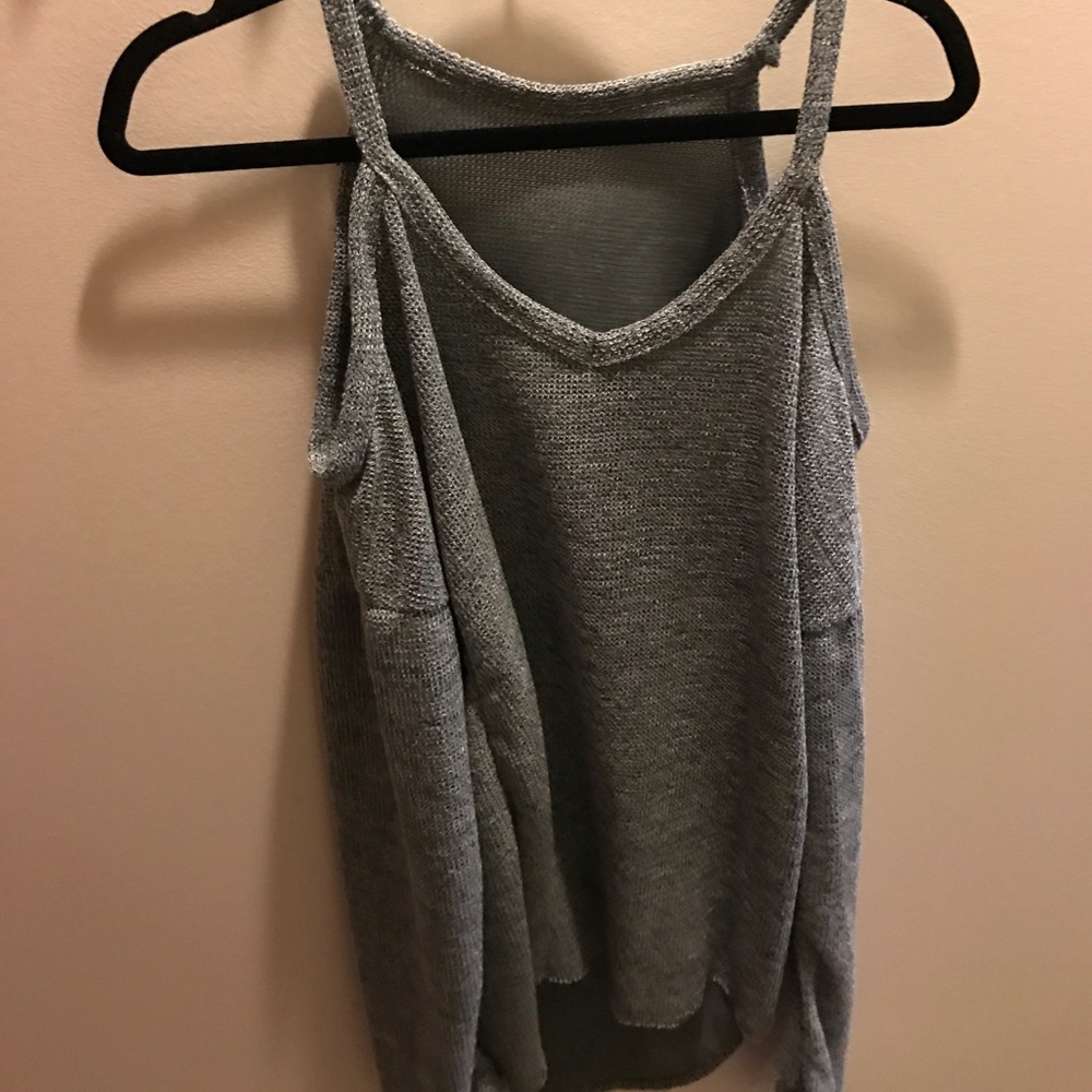 Gray cold shoulder sweater