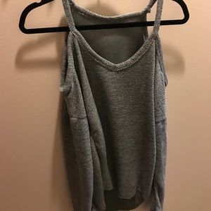 Gray cold shoulder sweater