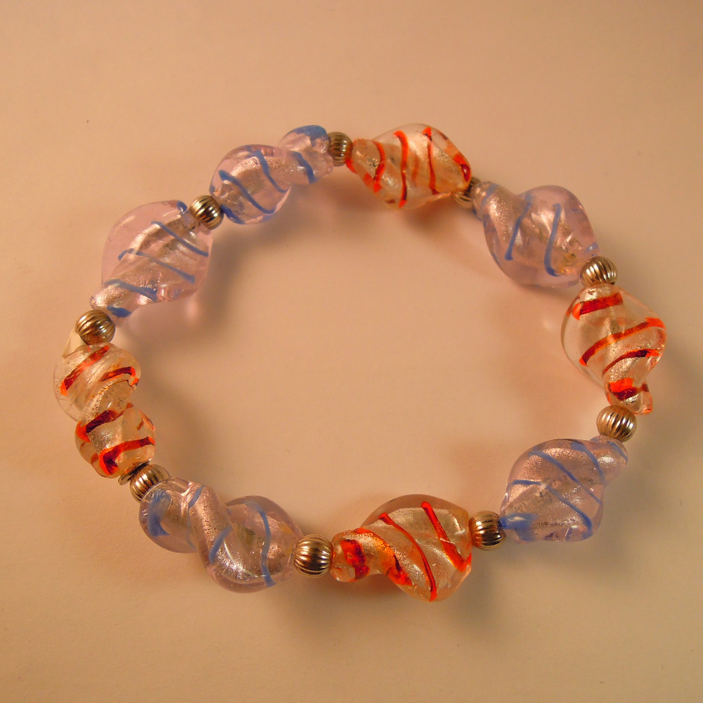 NNT,  MULTI-COLOR  MURANO GLASS STRETCH BRACELET