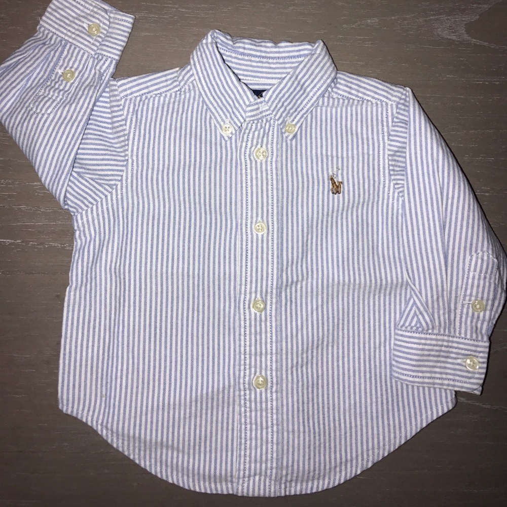 Button Down Shirt with Blue Stripes