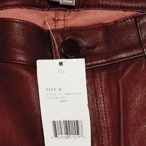 VINCE Zip Ankle Stretch-Leather Pants