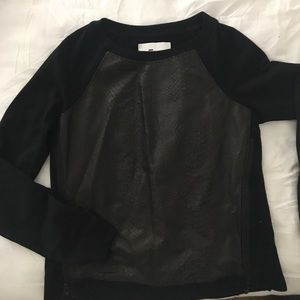 Aiko leather panel sweater with side zippers