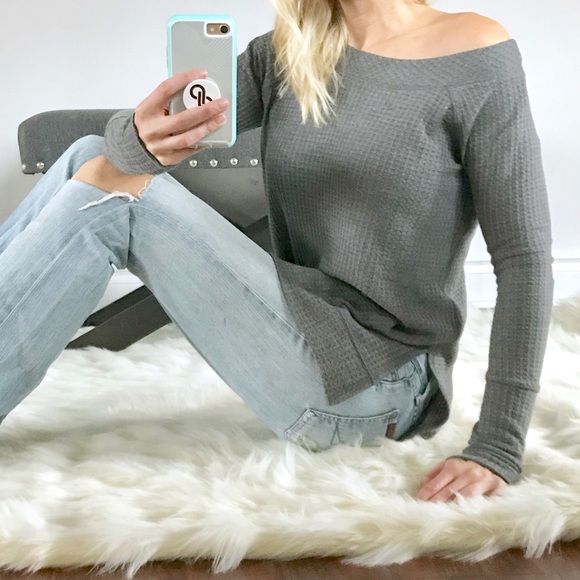 LAST 2! Waffle knit boat neck top - Picture 4 of 4