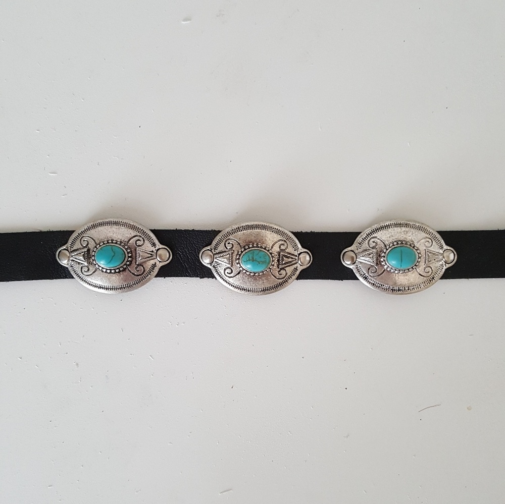 Turquoise Aztec Leather Choker