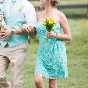 David’s Bridal - Sz10 Short Strapless Lace Dress