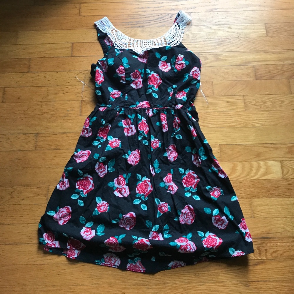 No boundaries floral lace black summer dress XL
