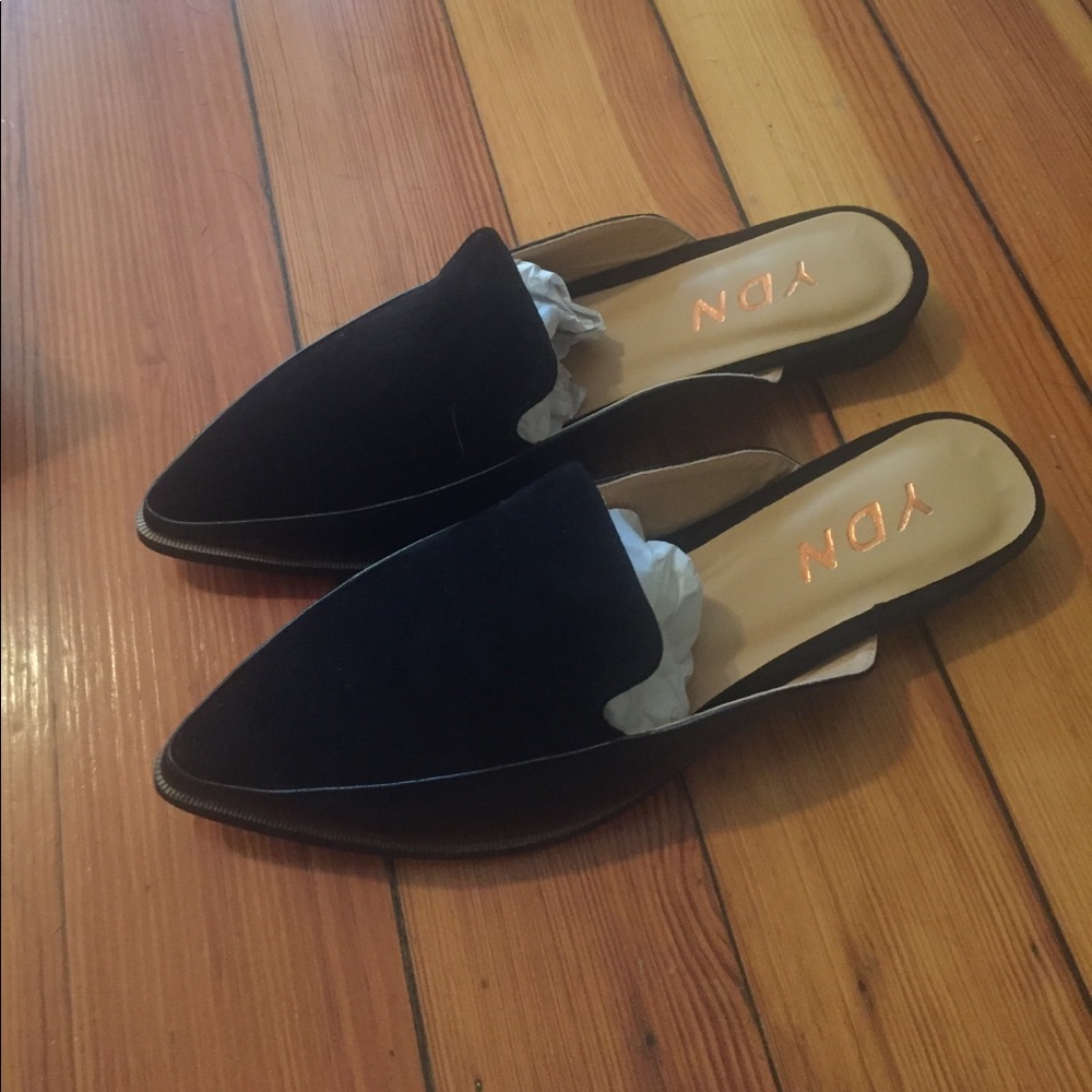Black YDN Mules/Slides, Size 9 (run very small)