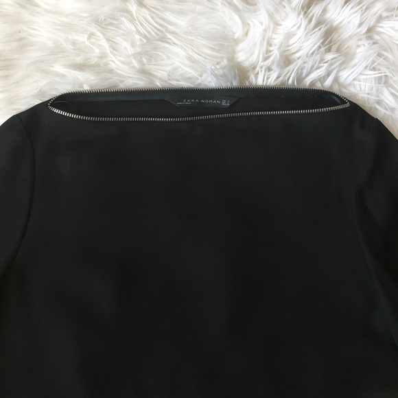 Zara Zipper-detail Bateau Neck Blouse - Picture 3 of 4