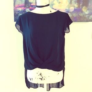 Zara Pintuck High Low Blouse