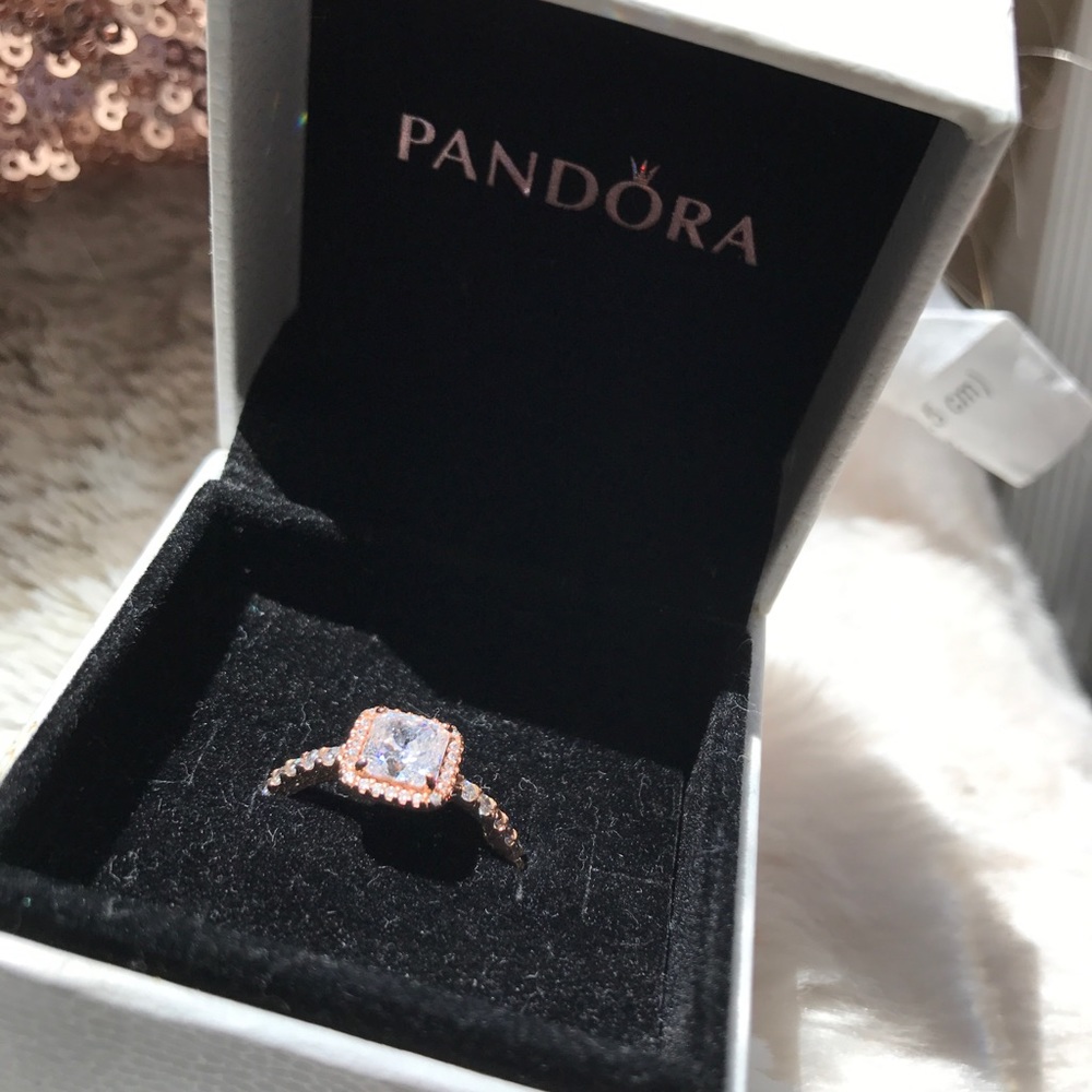 Very popular rose gold colored pandora ring