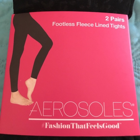 NWT AEROSOLES FOOTLESS LINED TIGHTS - Picture 2 of 4