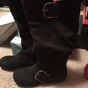 Black suede riding boots