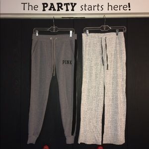 Pink sweatpants and Victoria Secret PJ pants