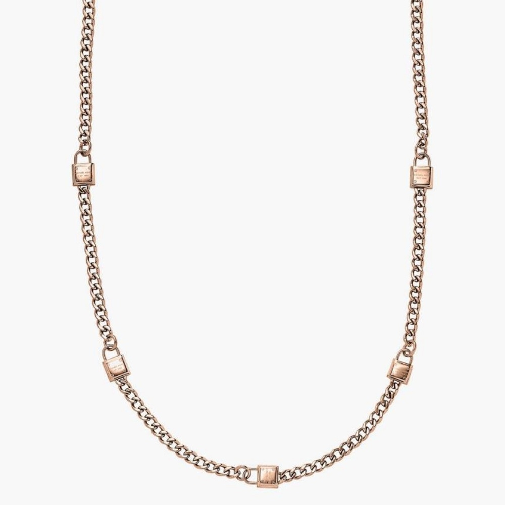 Michael Kors Padlock Station Necklace in Rose gold