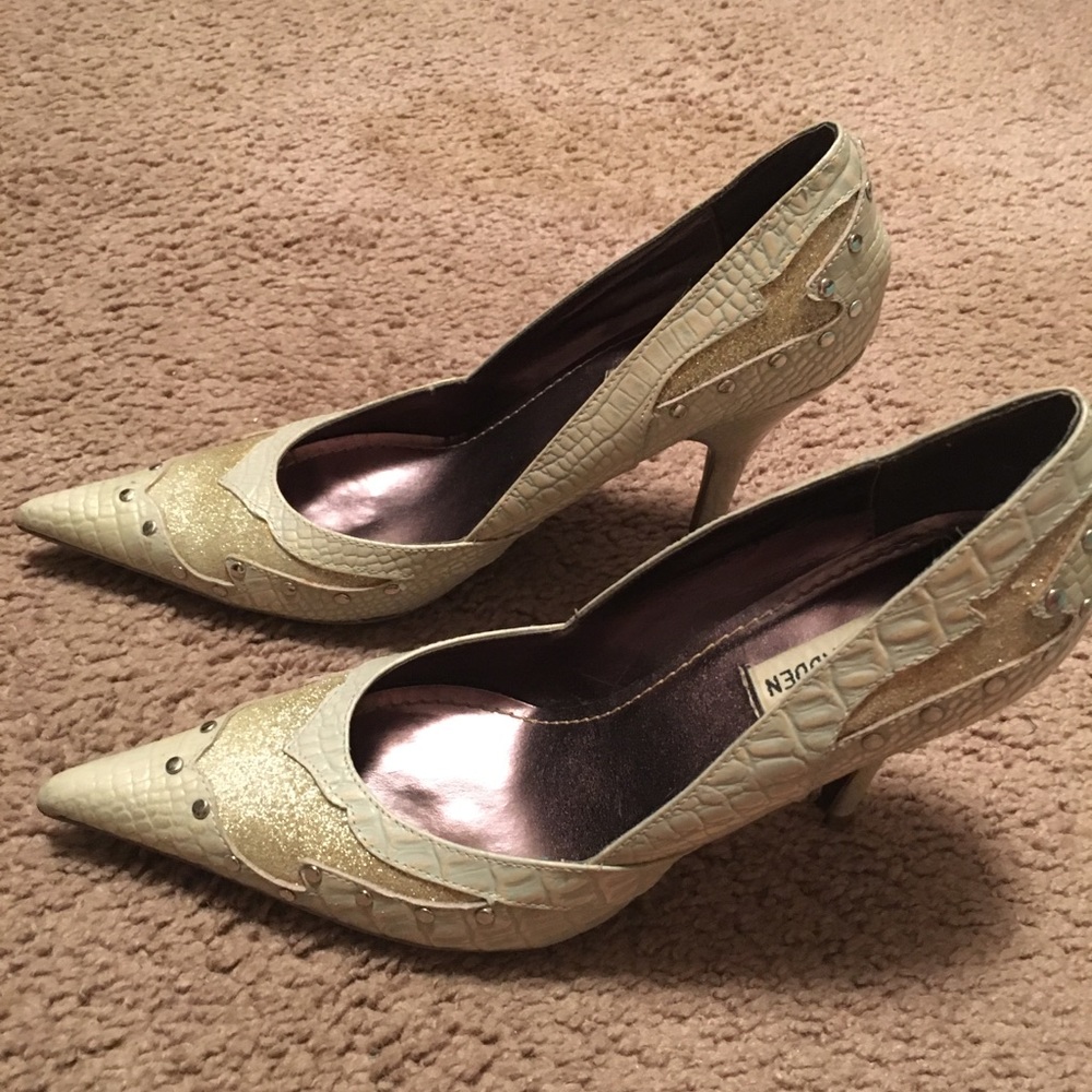Steve Madden silver & gold heels