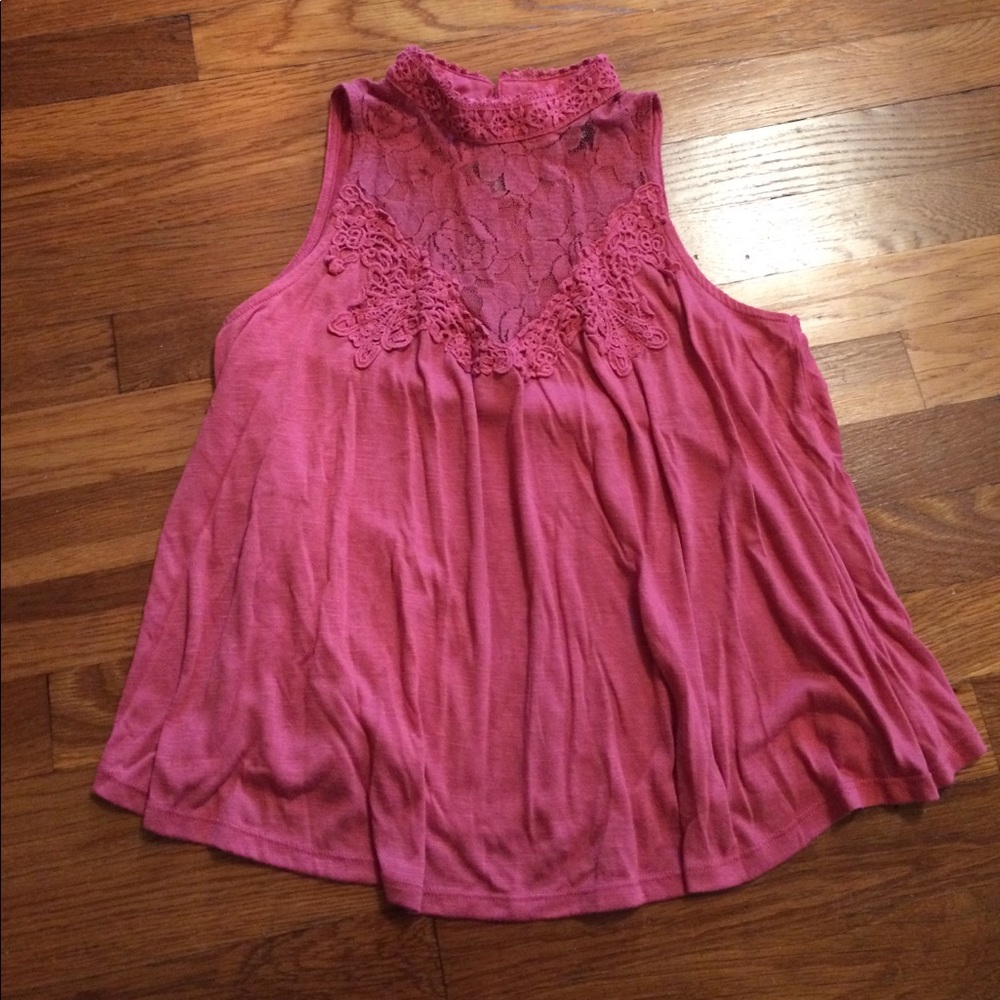 Blush color high neck top.