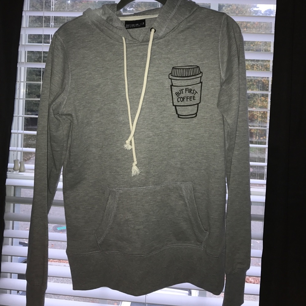 Grey "But First Coffee" Hoodie