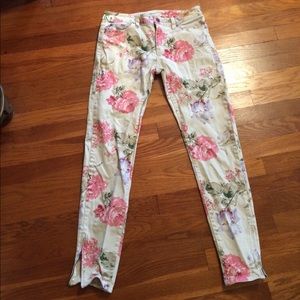 Floral print jeans