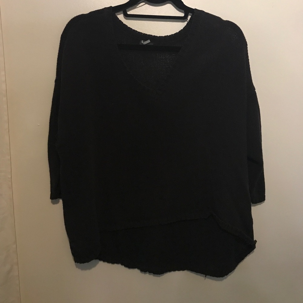 Deep V Black Sweater