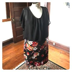 Dorinda 2fer mixed material dress