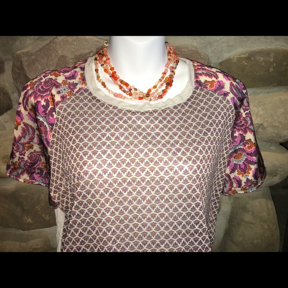 Zara Boho Chic Multi-Print Multi-Fabric Chic top M - Picture 2 of 5