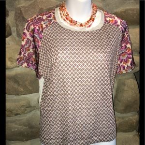 Zara Boho Chic Multi-Print Multi-Fabric Chic top M