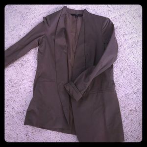 Collarless blazer army green