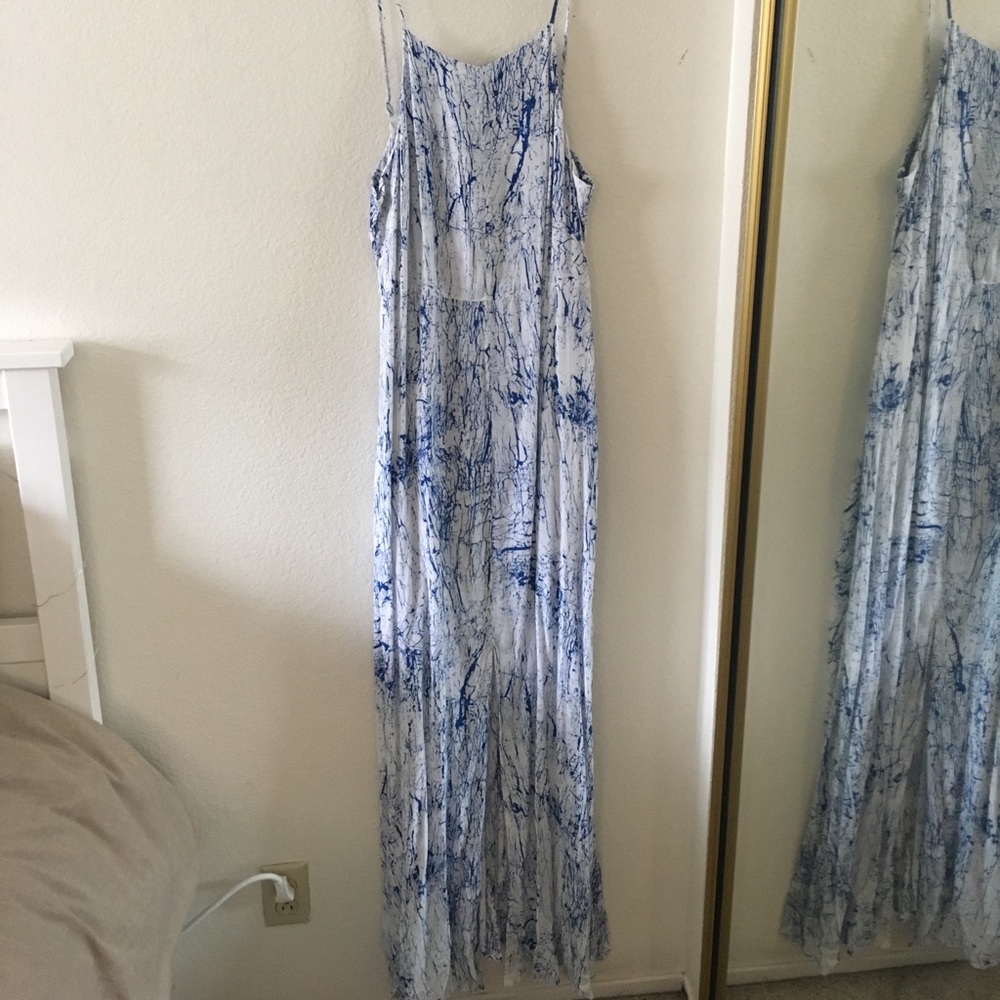 Marbled Blue and White Summer Maxi Dress