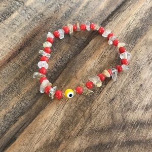 Red Coral gem stone stretch bracelet.