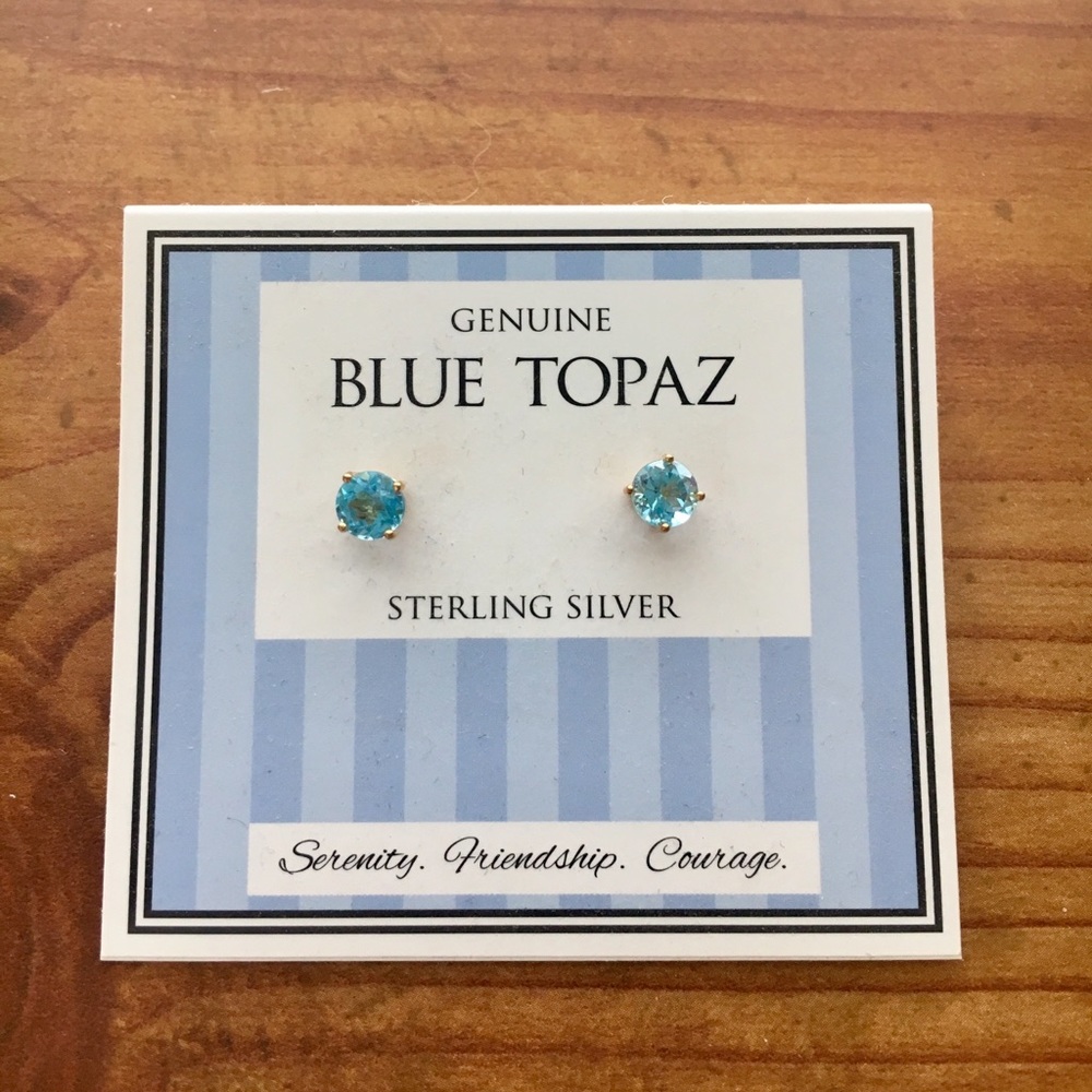 🆕 Sterling silver genuine blue topaz earrings