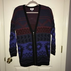 Hipster Aztec Zip Up Cardigan