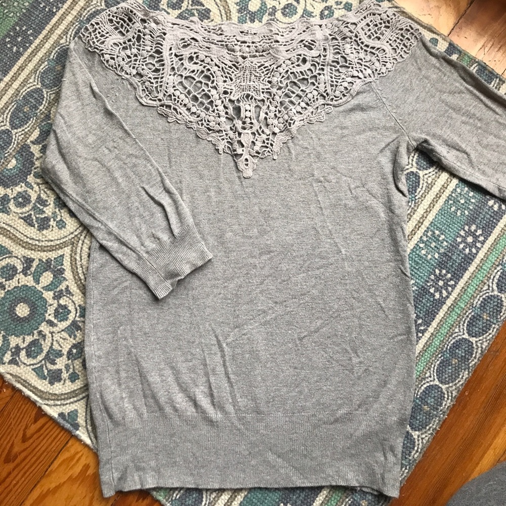 Vintage grey lace sweater