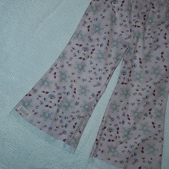 NWOT Pixie Dust Designs pink flower flared pants - Picture 2 of 4