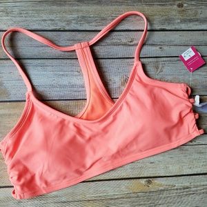 Bright coral bralette swim top