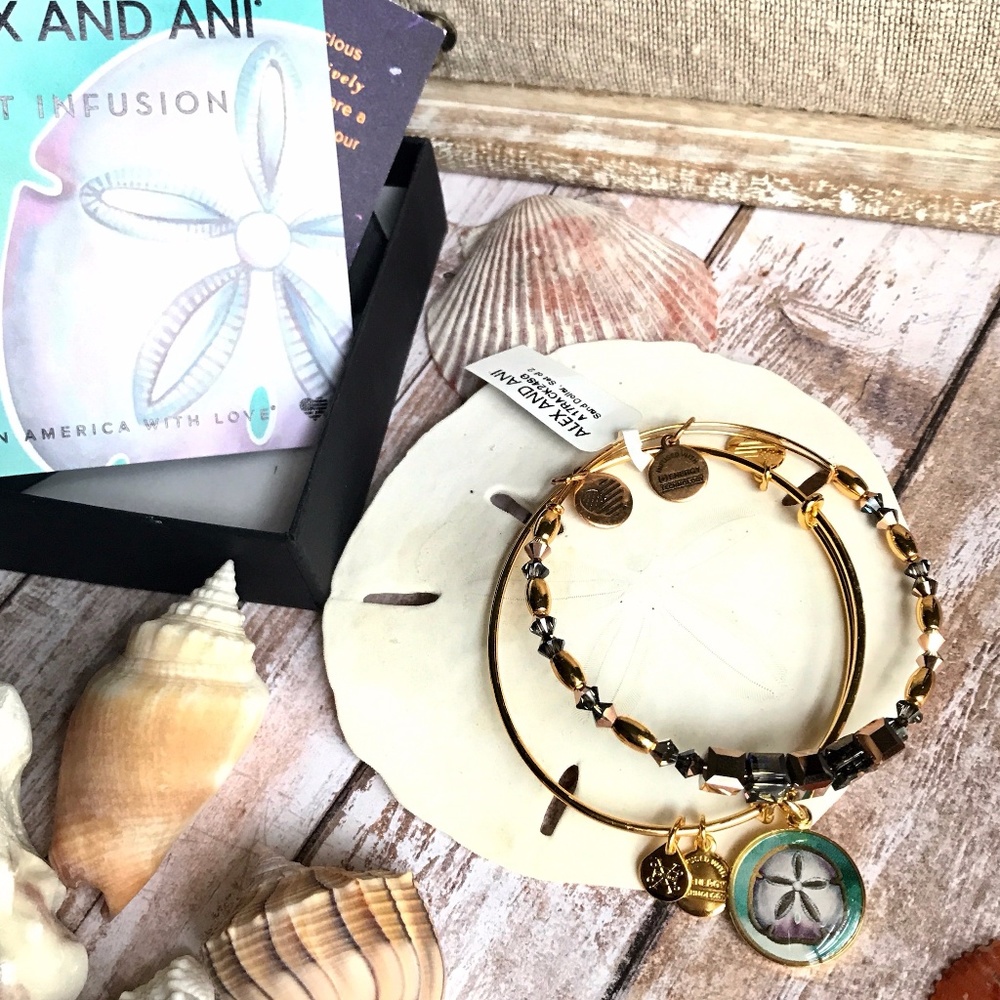 Alex and Ani "Sand Dollar" Art Infusion Bangle Set
