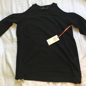 Black Cold Shoulder Knit Top