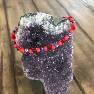 Red Coral Swarovski Crystals stretch bracelet