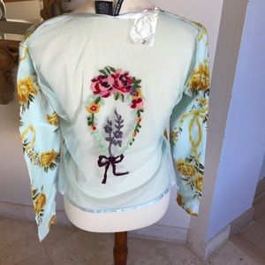 Vintage aqua Charlotte embroidered sweater