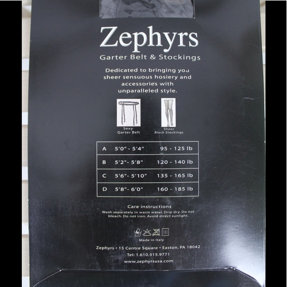 Zephyr Garter Belt & Stockings Made in Italy Black - Picture 3 of 8