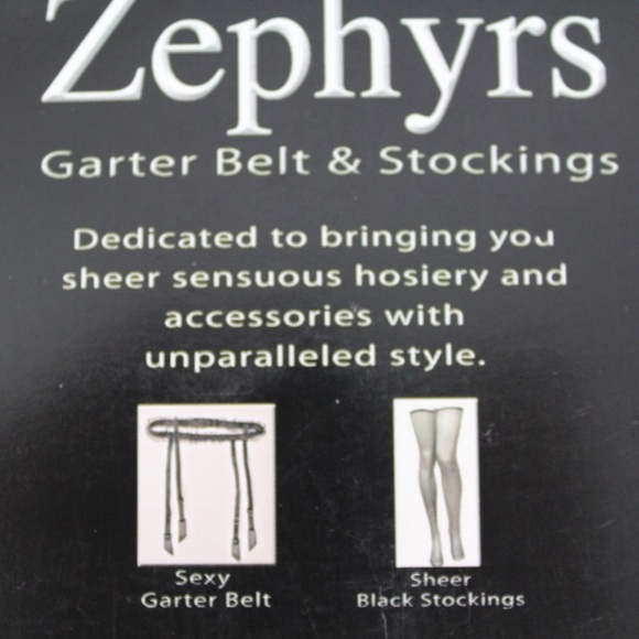 Zephyr Garter Belt & Stockings Made in Italy Black - Picture 4 of 8